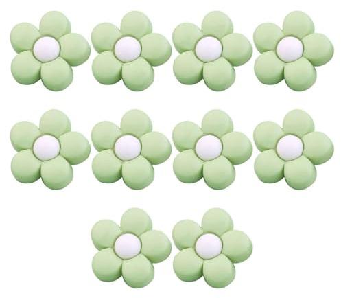 10 Stycken Plastknappar Knappar Barn, Barnknappar Babyknappar Blomknappar För Flickor Och Pojkar-grön+Vit-18mm