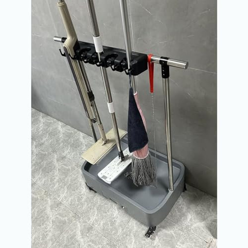 colgador escobas y fregonas Portamopas Escoba Organizador De Artículos De Limpieza, Heavy Duty Comercial Estante Para Escobas Rodante Carro De Herramientas Para El Hogar, Para Guarderías Armario Cocin