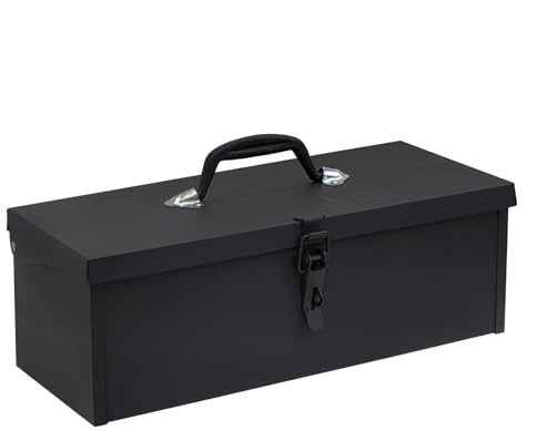 TRUTZHOLM Werkzeugkiste verschiedene Fachanzahl aus Stahl, klappbare Tragegriffe, universell einsetzbar (1 Fach Schwarz)