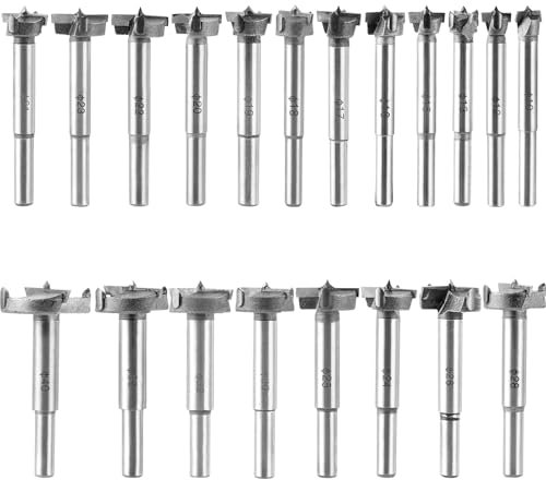 ZOFUN ForstnerBohrer Set, 20 -tlg Forstner Bohrer Bit Set für Holz, 10mm - 40mm Forstner Kutter mit Rundschaft, Zubehör Bohrmaschine für Holzbearbeitung