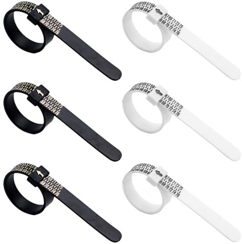 6 Ring Ringmesser Finger,Größenmesser,Ringschablone,Ring Sizer Set Ringstock zum Messen von Ringdurchmessern,Größenstandard UK, EU, USA