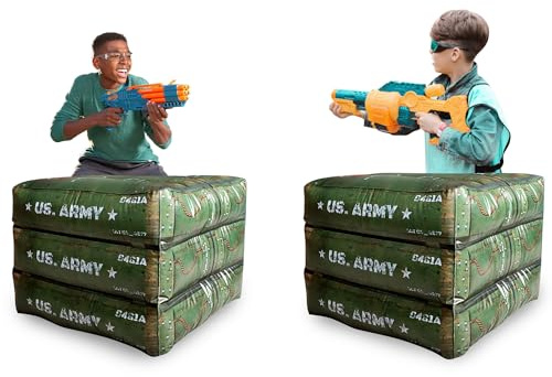 2-Piece Inflatable Combat Army Box Barricade Set — Action Game Obstacles for Laser Tag, Water Blaster, Dart Blaster, and Adventure-Themed Parties