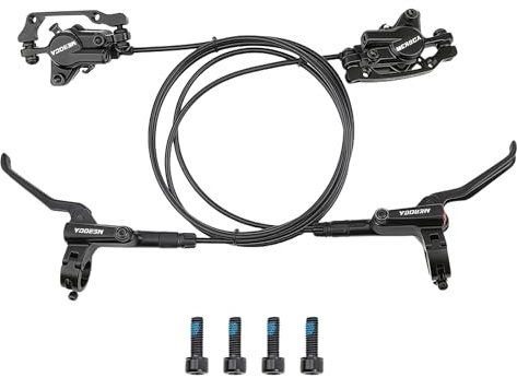 ENGWE MTB Ensemble de freins à disque hydrauliques en alliage d'aluminium pour VTT, vélo de route, leviers de frein de vélo (Avant droit + arrière gauche, Avant 800 mm+Arrière 1400 mm)