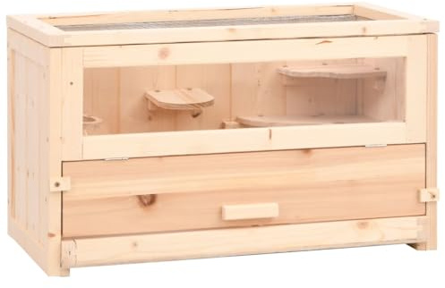 Cage à hamster 60x30x35 cm bois massif de sapin , Articles pour animaux , Articles pour animaux de compagnie , Accessoires pour petits animaux , Abris & cages pour petits animaux, Brun, (Poids 5.2KG)