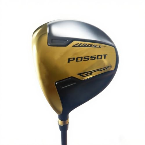 POSSOT Golf Mens All Hybrid Left-Handed Golf Club Golf Drivers for Men Black and Gold paired with a Stainless Steel Ball Head Golf Driver Featuring a Carbon Fiber Shaft.