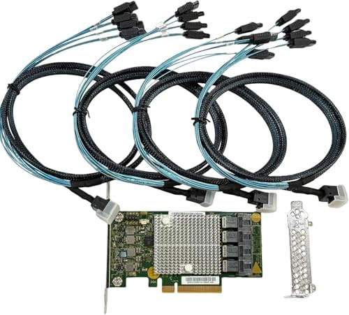 YiBaoTong SAS3216 SAS9305-16i 12Gbs 16 Port HBA RAID Controller Card PCIe 3.0 x8 IT-Mode SATA SAS Host Bus Adapter+4 * 8643 SATA Cable