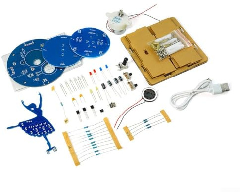 Kit fai da te con carillon rotante, progetto educativo di saldatura per principianti, assemblaggio PCB per mini altoparlante, alimentazione USB, blu