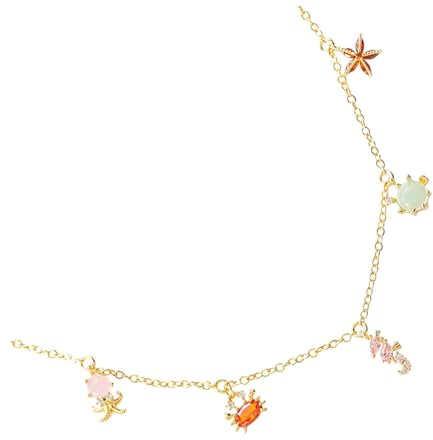 NIYANGLE Collar Delicado de Clavícula Estilo Playa Esmalte de Colores y Colgantes de Criaturas Marinas en Latón Chapado en Oro para Fiestas de Baile