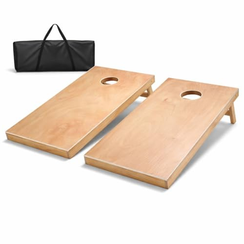 Jeu de Cornhole Portable en Bois avec Sac de Transport