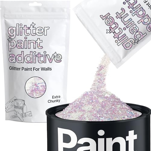 Hemway Mother of Pearl Iridescent Glitter Paint Additive Extra Chunky 100g | for Paints & Varnish | Paint Walls Sparkly Add to Emulsion, Acrylic or Lacquer Indoor