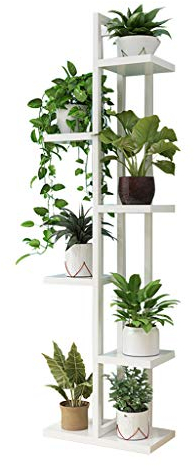 Blumentreppen Holz Indoor Outdoor Mehrere Metall Pflanzenregal Pflanzentreppe Innen Balkon Außen Garten Balkon Wohnzimmer Display Lagerregal, Weiß