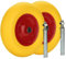 Randaco 2x Schubkarrenrad PU Vollgummi Reifen mit Achse 4.80 4.00-8 Ø 390mm Gummirad, pannensicher, bis 200 kg, Stahlfelge Reifen gelb, für Gartenkarren