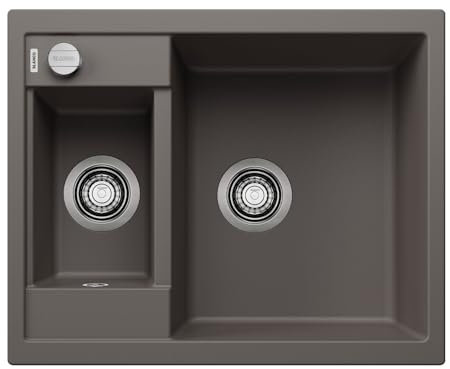 BLANCO METRA 6 | Granitspüle aus SILGRANIT vulkangrau | Einbauart: Einbau von Oben | reversibel | für 60 cm breite Unterschränke | Doppeltes Becken für eine benutzerfreundliche Nutzung
