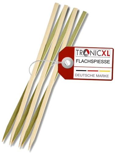 TronicXL 100x Flache Bambusspieß Flachspiesse 25cm Holzspieße Schaschlikspieße Holz Bambus Fleischspieß BBQ