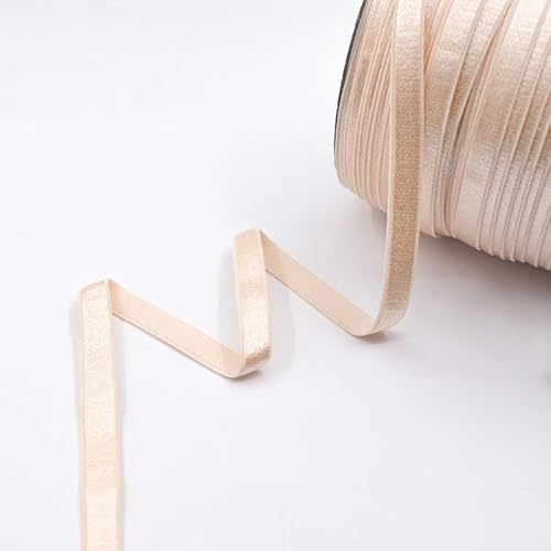 Generic Nine Looms 2 Yards 3/8 10mm Nude Elastics Spandex Bands Shiny Nylon Bra Strap Shoulder Tape Underwear Lingerie DIY Sewing Trim Elastic Cord for Sewing Waistband & Pants Waist (2Y Nude)