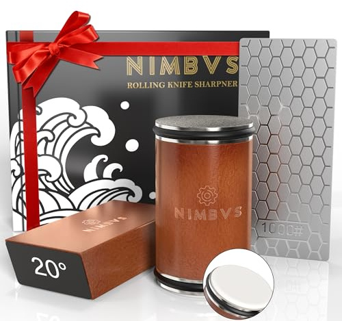 Rolling Knife Sharpener Kit with Diamond & Ceramic Sharpening System – 1000# Grit Whetstone, 15° & 20° Magnetic Angles, Non-Slip Base, Professional Sharpening Kit for Kitchen & All Blade Types