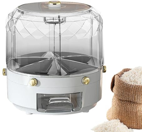 Dispensador de granos, almacenamiento de 6 rejillas, contenedor de frijoles, dispensador giratorio de 360°, dispensador de caramelos, caja de granos de gran capacidad, dispensador de múltiples