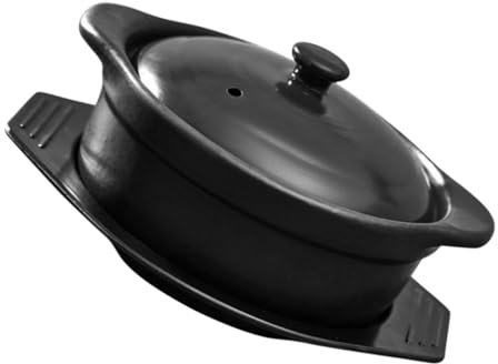 LALADEFIEE Pentola in Ceramica per Stufati e Zuppe 1,09l con Coperchio e Doppi Manici Resistente al Calore, per Cucina Domestica e Ristoranti, Casseruola Fatta in Casa per Brasare e Cuocere
