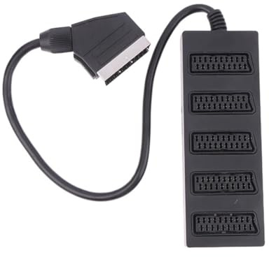 Qusedwey 21-Poliger Scart-5-Wege-Splitter, 21-Poliger Scart-Stecker auf 5-Buchsen, Adapteranschluss 5, Road-Scart, eine Aufteilung in Fünf Kabelleitungen