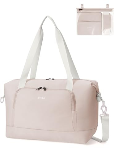 ECOHUB for Ryanair Cabin Bag 40x20x25, Perfect for New Ryanair 40x30x20 Underseat Foldable Travel Duffel Bag, Hand Luggage Holdall Bag with Wet Pocket, Carry on Overnight Weekend for Women Beige