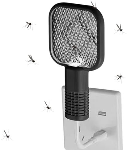 Dgayaeic Matamoscas Eléctrico,Raqueta Eléctrica Matainsectos | Lámpara con Rejilla de Seguridad para Interior Exteriores Jardín Terraza Camping Cocina Dormitorio