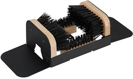 Relaxdays Pulisci Scarpe Ingresso con 3 Spazzole, Pulizia Sneaker e Suola Stivali, Tappetino Esterni, Setole, Nero Beige