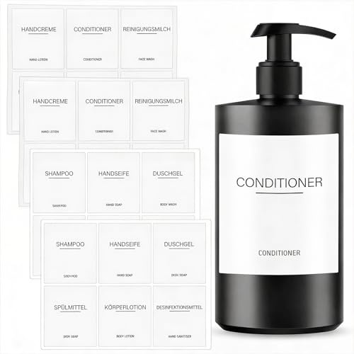 Lot de 24 étiquettes blanches étanches pour distributeur de savon, bouteilles, étiquettes amovibles pour salle de bain, distributeur de liquide vaisselle, autocollants pour cuisine, salle de bain
