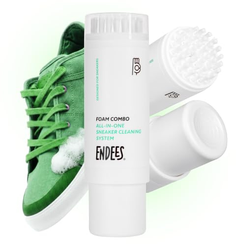 ENDEES Foam Combo All-in-One Sneakerrengöring 60 ml med Integrerad Borstapplikator, Rengöringsskum för Skor av Läder, Mocka, Nubuck och Syntetmaterial, Resestorlek