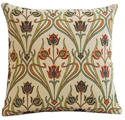 Traditional Art Deco Cushion Cover. 17x17 (45cm) Square Cover. Classic Mackintosh Style Design. Handmade in the UK from Heavyweight Tapestry Upholstery Fabric.