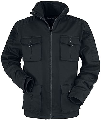 Gothicana by EMP Hombre Chaqueta de invierno negra con bolsillos con solapa y costuras decorativas XXL