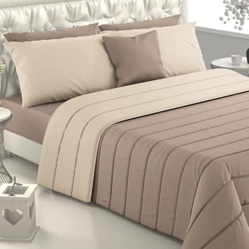 Viterbo Biancheria - Piumone Letto Singolo, Trapunta Singola Invernale Made in Italy, Imbottitura di 300 Gr/Mq, Coperta Copriletto (Singolo (4109), Tortora Chiaro/Tortora Scuro)