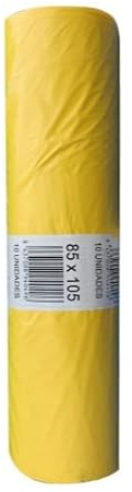 Bolsa basura amarillo 120 Lt. 85x105 fuerte y antigoteo. Rollo 10 ud