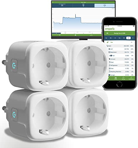 Presa Intelligente Emporia con Monitoraggio Energia – Presa WiFi Compatibile con Alexa e Google Home, 15A con Timer, App Mobile, Programmazione, Solo WiFi 2.4GHz (Confezione da 4)