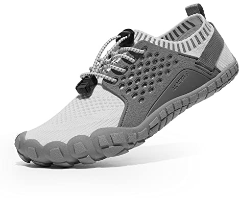NORTIV 8 Women's Water Shoes Barefoot Quick Dry Aqua Swim Shoes for Beach Sports Fishing Hiking Boating Surfing Shoes TREKLADY,Size 8,White/Grey,TREKLADY-2