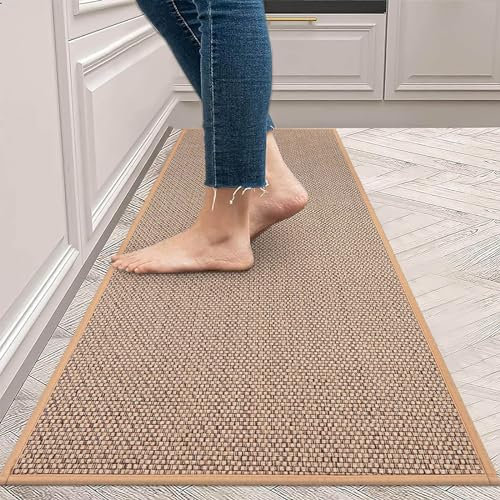 WOLIWOWA Kitchenteppich Washable Non-Slip Rubber Sole Teppich Anwendbar auf Teppich Runner for Kitchen, Hallway & Living Room (Braun, 44 x 120 cm)