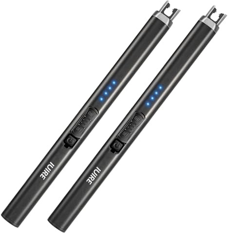 IUIRE Electric Lighter Windproof Flameless Arc Type C Candle Lighters Plasma Rechargeable for Candle BBQ Camping (2 Pack - Black)