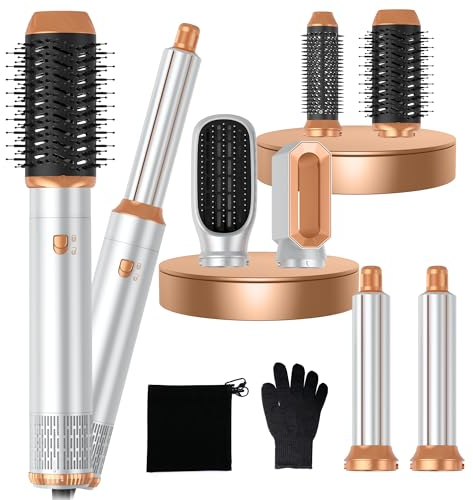 Air styler 6 in 1, Haarstyler Hair styler mit Föhnbürste Warmluftbürste Haartrockner Lockenstab, Glättbürste, Airstyler, Geben Sie dem Haar Volumen, Glätten, Locken und Föhnen Sie Trockenes Haar