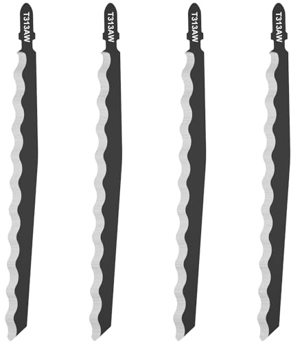 4Pcs Jig Saw Blades, T-Shank Jig Saw Blades Set for Cutting Plastic Cardboard Leather Carpet, 152mm Carbon Steel Wave Teeth Jigsaw Blades Suitable for Most Jig Saw