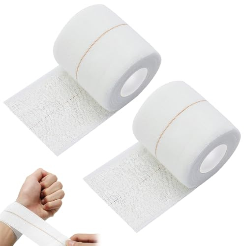 Tubular Bandage for Legs, 2 Rolls 7.5cm×4.5m Cotton Elastic Bandage, Reusable Tubular Bandage for Legs Knees Arms Muscle Support (White)
