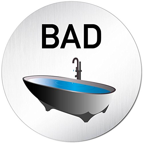 'Placa para puerta XXL • Baño – Cuarto de baño • WC Cartel • Ø 100 Mm • aluminio (anodizado) • Puerta Cartel Cartel de Advertencia Cartel • baño – Cuarto de baño 