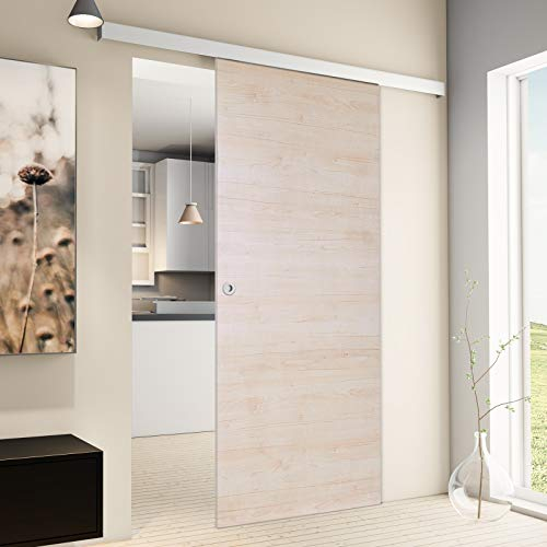 inova Holz-Schiebetür 880x2035mm Ahorn 25mm Vollspan Komplett-Set Lauf-Schiene, Griffmuschel + einseitiger Softclose