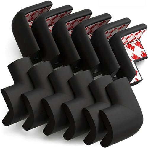 12 Stück weiche Eckenschützer für Babys, Eckenschutz für Möbel, Tischkantenschutz (schwarz)
