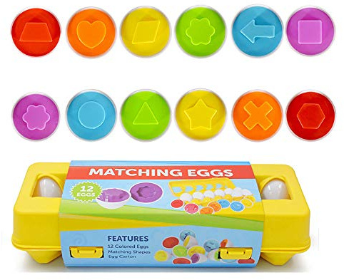 JUNBESTN Easter Matching Eggs Connect Eggs Parlour Games Toys Gifts for 2 3 Years Old Kids Toddler Baby Girls Boys Shape Color