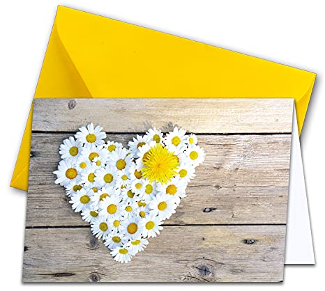 NEUSER PAPIER XXL Glückwunschkarte für jeden Anlass, DIN A4 - große Grußkarten - 1 Stück - Grußkarten Set mit großem Umschlag DIN C4 - Blumen Herz