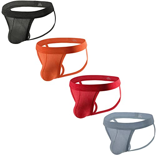 Sommarkod herr suspensoar bekväma män sport suspensoar underkläder för gym sport atletisk support, 4-pack Mix 2, XXL