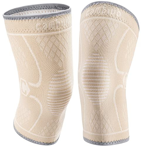 CAMBIVO Knee Support Men/Women 2 Pack, Knee Brace Compression Knee Sleeves for Running, Gym, Weight Lifting, Hiking, Walking, Sports, Volleyball