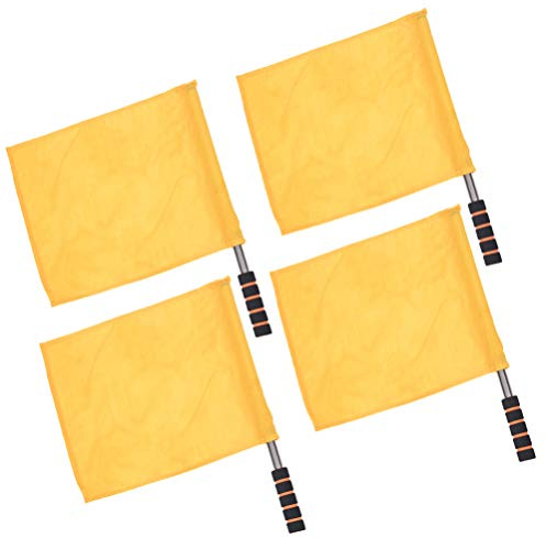 Sports Referee Flags 4pcs Events Linesman Flags with Sponge Handle for Soccer Volleyball Football Track Match (Yellow)