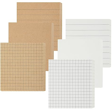 Bewudy Haftnotizen Klebezettel, 6pack Selbstklebende Haftnotizzettel, Kraftpapier-Haftnotizen Sticky Notes zum Markieren von Seiten für Büro und Studenten Memoblöcke (480 Blätter)