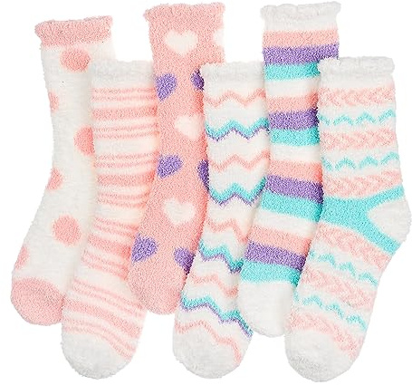 Blu Ninfee Calcetines de peluche para mujer, 6 pares, gruesos y suaves, calcetines para dormir para niñas, cálidos calcetines de invierno, Unicornio