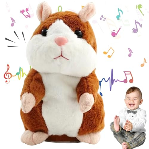 Qunkun Sprechende Hamster Spielzeug, Wiederholt Talking Plüschtier Elektronische, Interaktive Plüschtiere, Plüsch Elektrisches Hamster, Lustige Kinder Stofftiere für Kinder Geburtstagsgeschenk